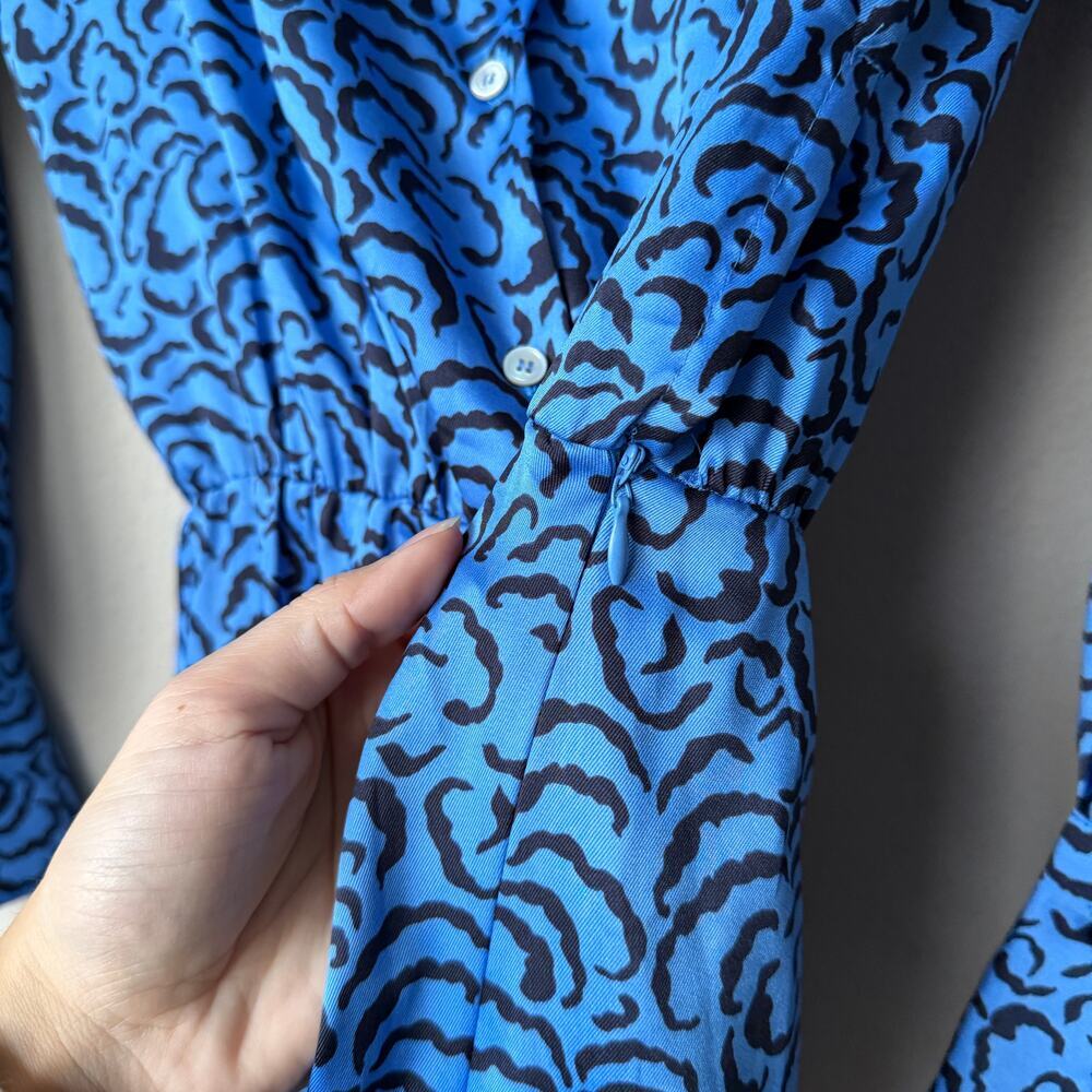 Marella Blue Black Alghero Printed Midi Dress Size US 4 - Picture 6 of 6